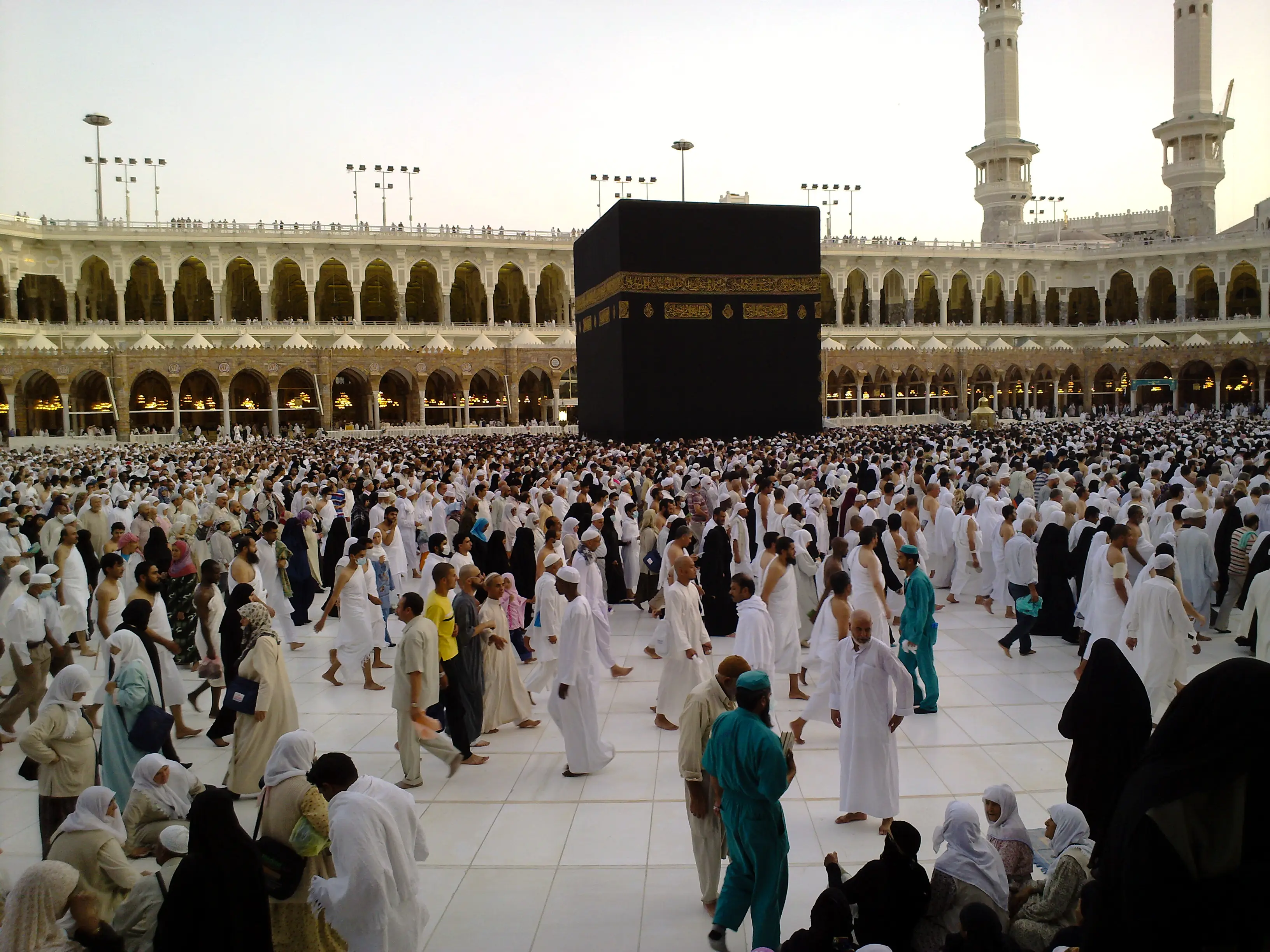 Pilgrims performing tawaf around the Kaaba in Masjid al-Haram